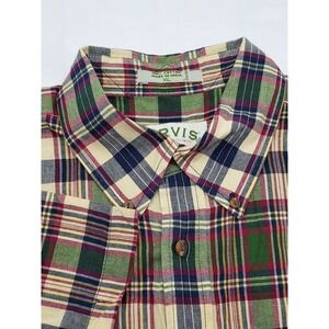 Orvis XL Mens Plaid Button Down Short Sleeve Casual Shirt Cotton